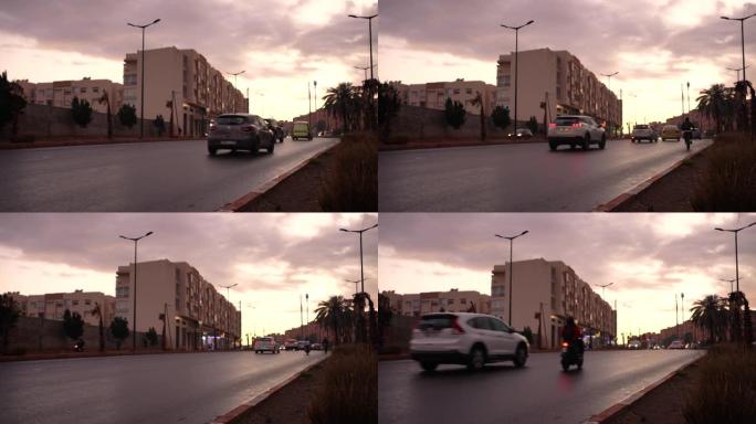 摩洛哥马拉喀什晚上移动交通