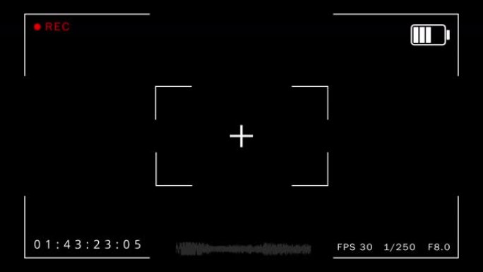 4k摄像机摄录机录制屏幕接口循环角框和带复制空间的边框。