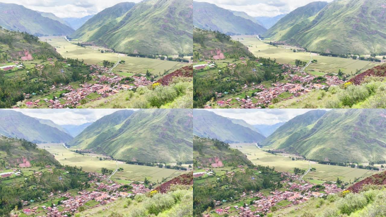 圣谷中的村庄和山脉-乌鲁班巴谷-秘鲁