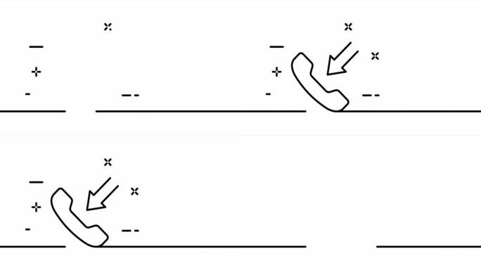 来电。通讯，打电话，拨号，拿起电话，座机，员工，秘书。商业概念。一个线条画动画。运动设计。动画技术标