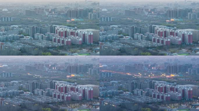 北京城市风光日转夜延时摄影
