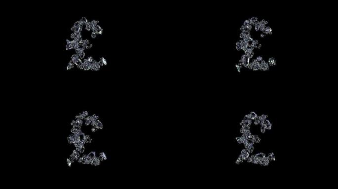 动画磅符号-透明钻石宝石字体，孤立循环视频