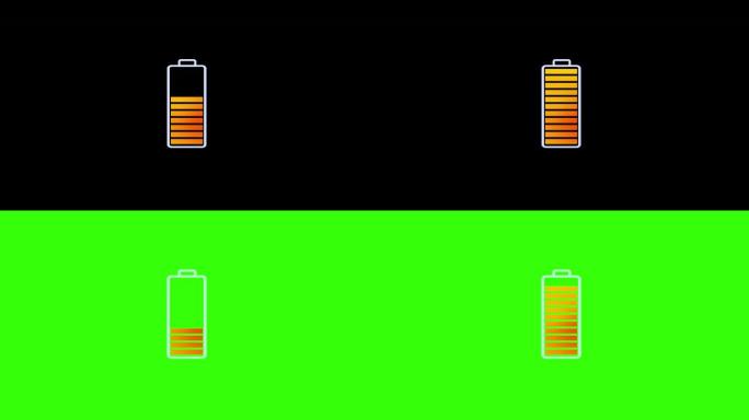 数字网格上的浮动电池正在充满电图形动画。