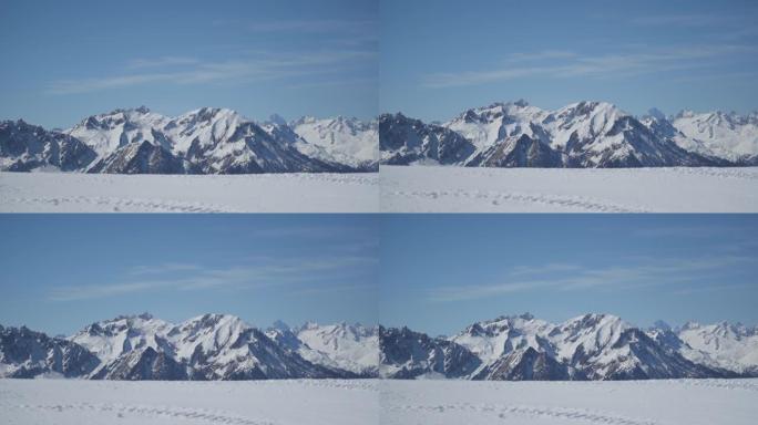 远处积雪覆盖的山脉的景色