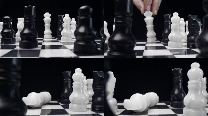 经典大理石象棋游戏。国王投降。