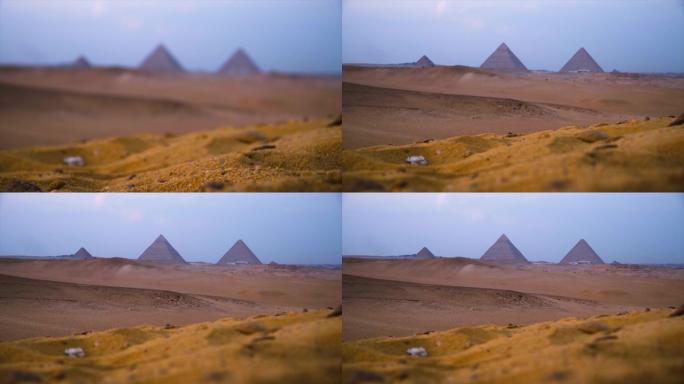 日落之后的吉萨金字塔景观