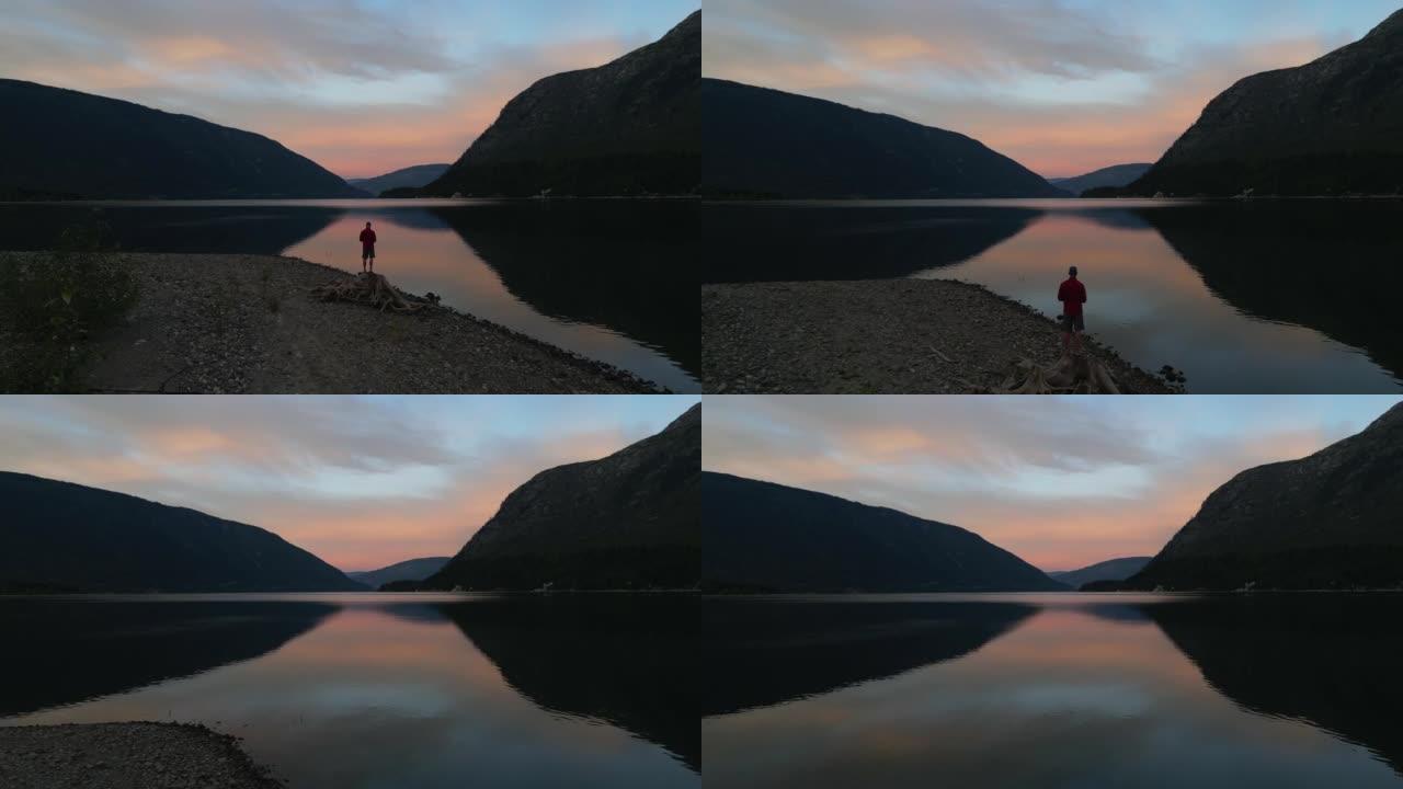 山湖宁静时刻的空中风景