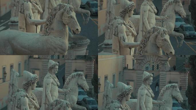 罗马大美的景色: 国会山的雕塑细节