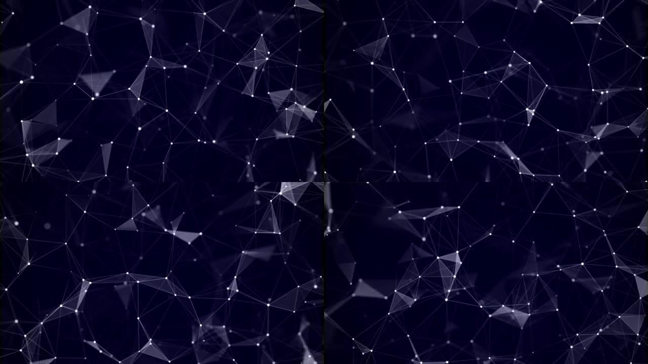 带有连接点和线的抽象几何背景。抽象蓝色数字背景。网络概念。具有化合物的大数据复合体。3D渲染。