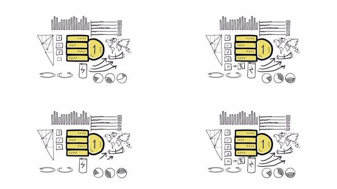 硬币图标和手绘信息图表