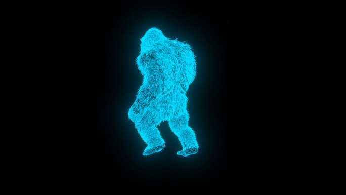 蓝色全息大猩猩动画素材带通道