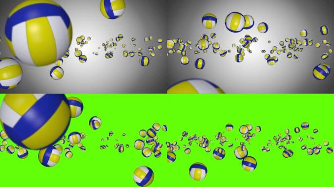 3D动画排球旋转绿幕背景。