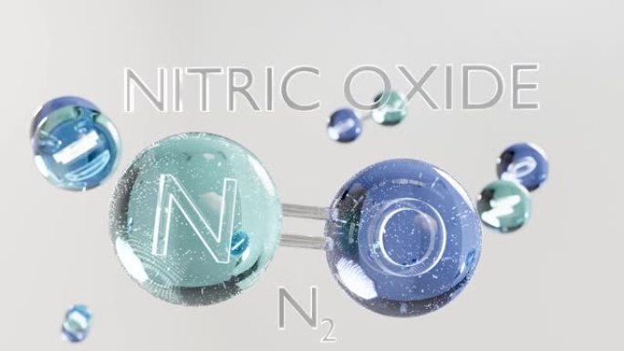 一氧化氮，NO，分子模型，化学式。氮氧化物、一氧化氮或氧化氮。球棒，一氧化氮结构式，氮偶氮和氧，3d