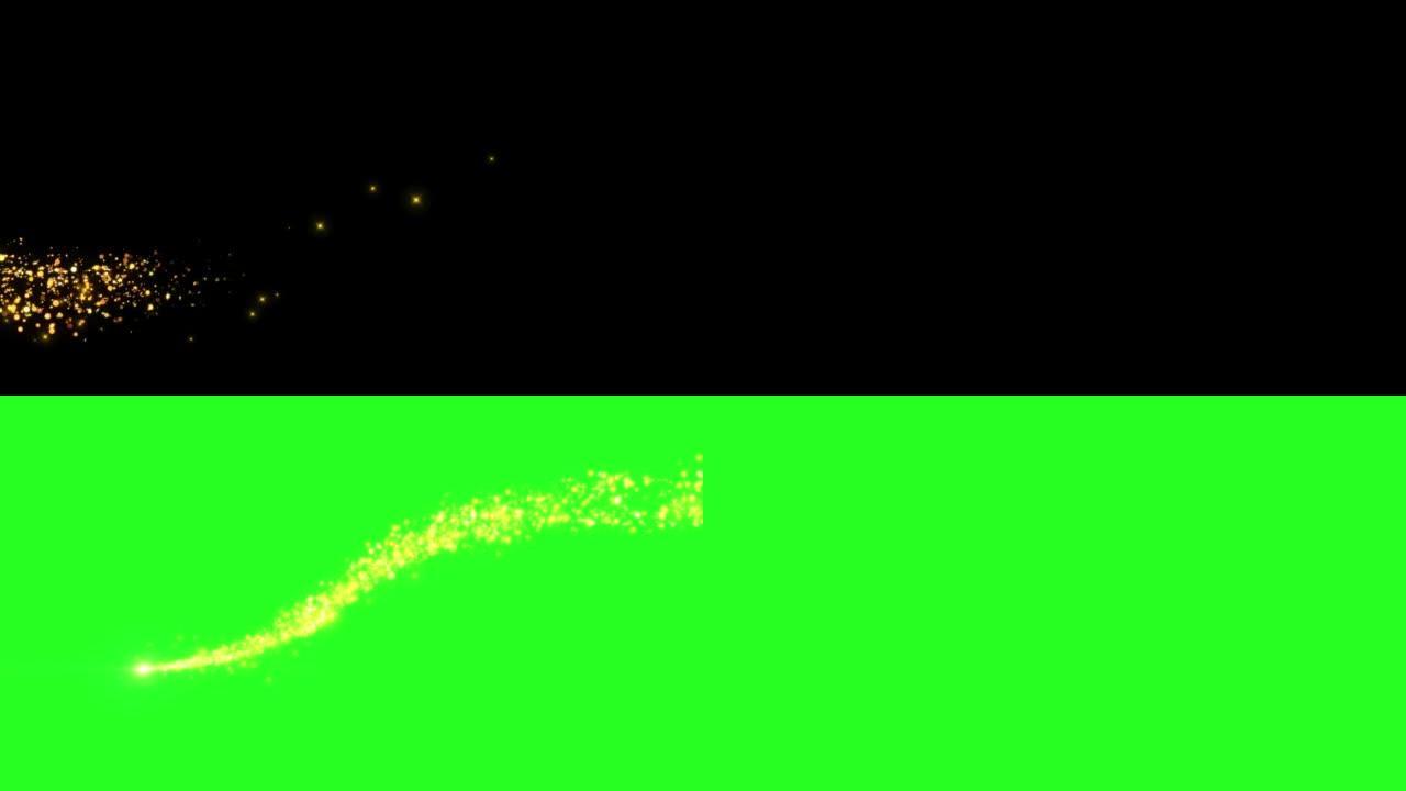 4k明亮的粒子飞舞火花，尾巴Parkling闪耀旋转成一圈，闪烁的星星动画