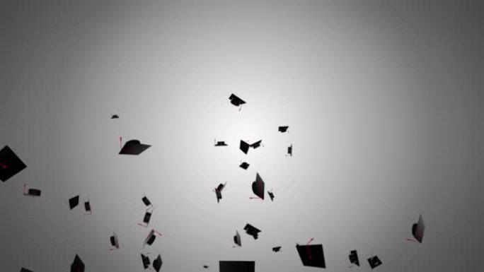 毕业3D飞天礼帽。虚拟毕业回家概念背景。