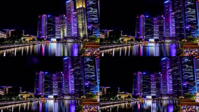 新加坡天际线大楼夜景国外
