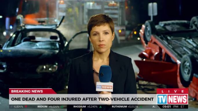 女记者从车祸现场报道