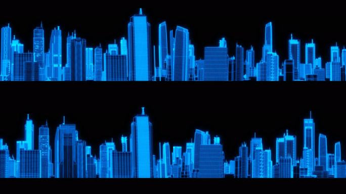 科技感全息线框城市穿梭 带通道