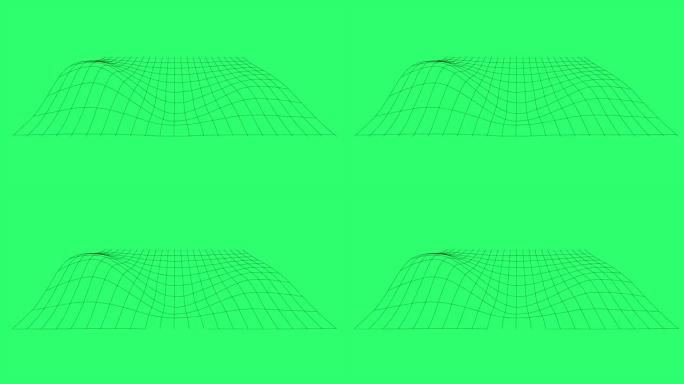镜头畸变在绿色图形网格图表上移动。