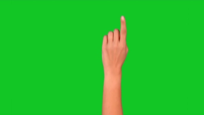 绿色屏幕上的4k女性手动触摸屏手势