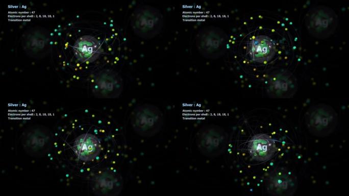 具有47个电子的银原子与其他原子无限轨道旋转
