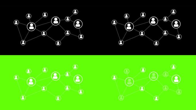 4K 3D图标世界范围内连接的社交网络循环背景。