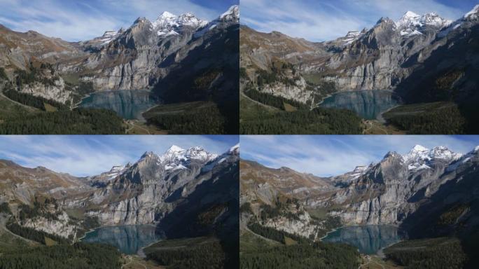 Oeschinensee湖右侧的空中滑梯