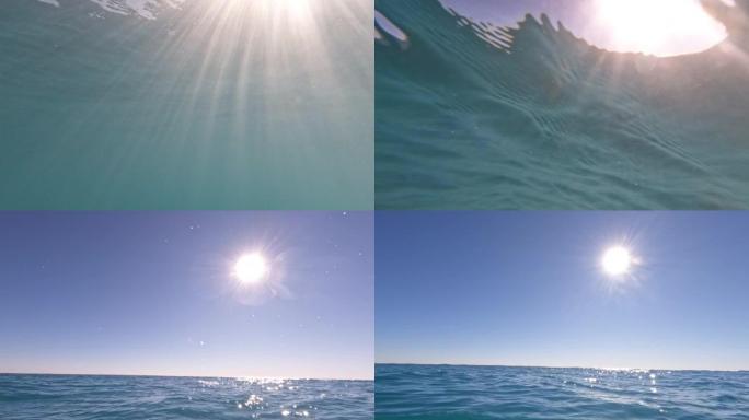 清澈的海洋和阳光的第一人称视角