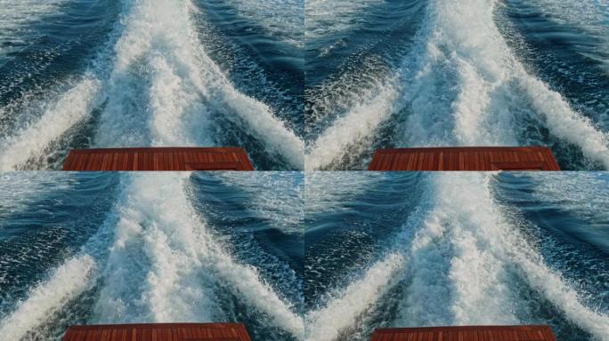 游泳平台的SLO mold视图和游艇上层甲板的尾流