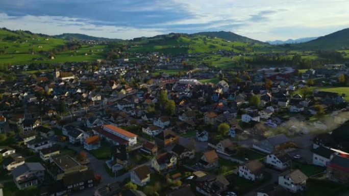 瑞士阿彭策尔景观的空中前方
