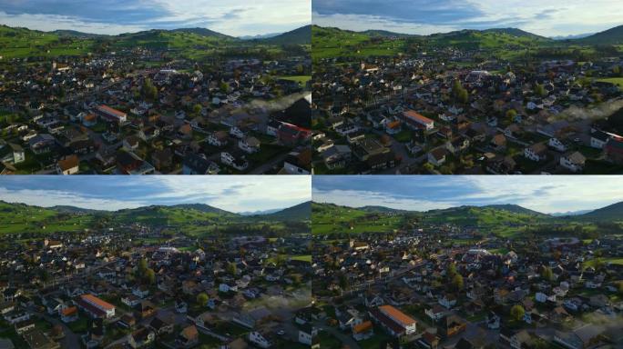 瑞士阿彭策尔景观的空中前方
