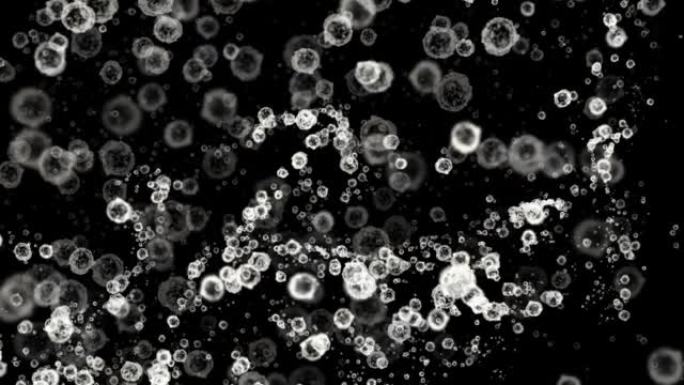 抽象流体有机外观细胞，尘粒移动。景深，4k运动图形。