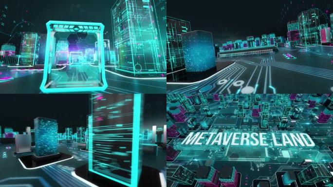 具有数字技术hitech概念的Metaverse土地