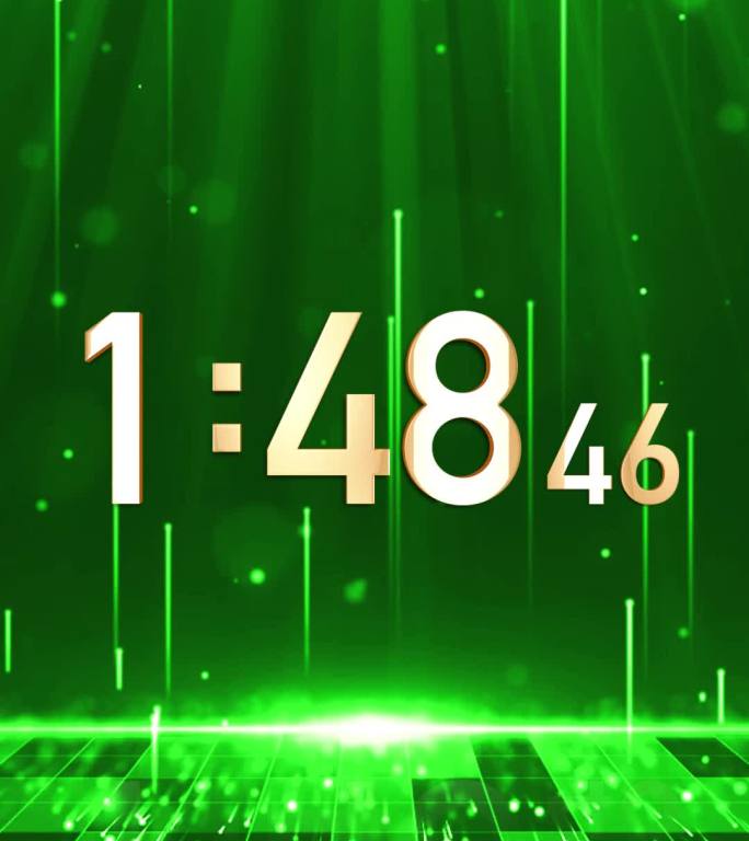 高端绿色3分钟液晶倒计时毫秒竖屏
