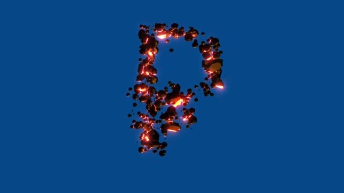 热岩浆石-火山字母-蓝屏上的卢布标志，孤立-循环视频