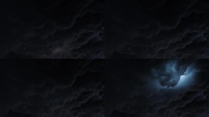 深色泡沫泡泡云抽象纹理背景。闪电和雷声模拟
