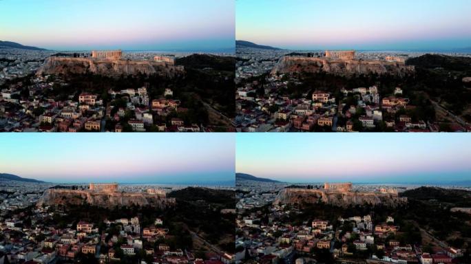 雅典卫城和雅典城周边的鸟瞰图