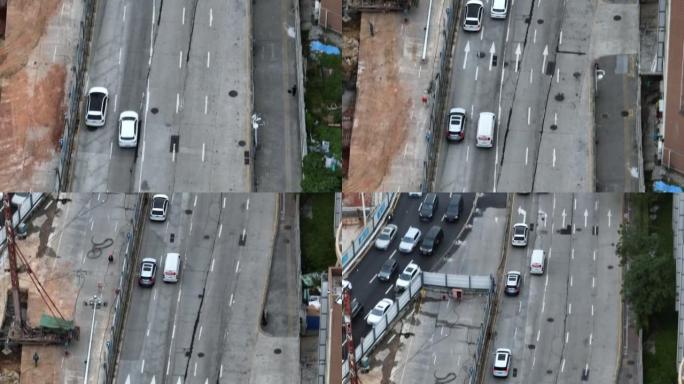 Aerial footage of traffic in shenzhen city, China