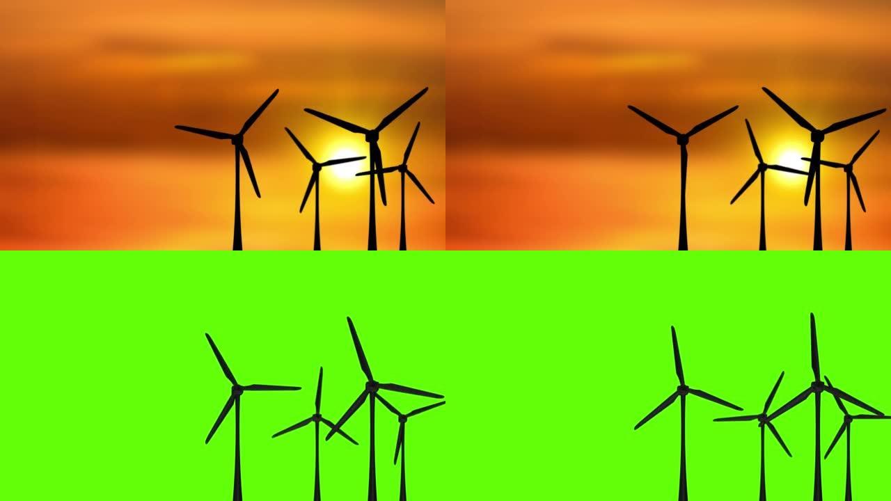 清洁电能太阳能和风能生产经济发展循环动画背景