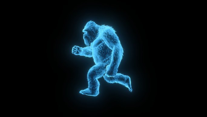 蓝色全息大猩猩动画素材带通道