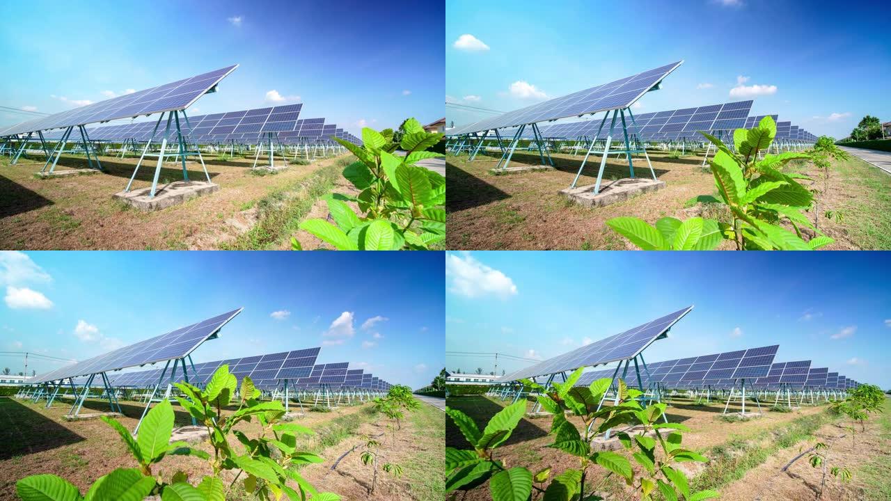 农场太阳能发电厂的延时拍摄