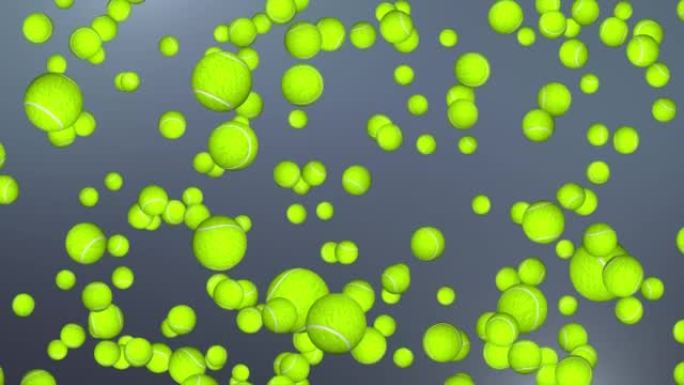 4K 3D旋转和跟踪网球。球类运动。网球背景动画。