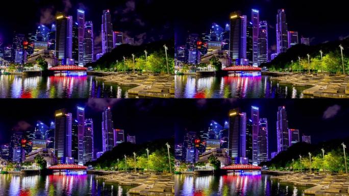 新加坡天际线夜色夜景CBD宣传片