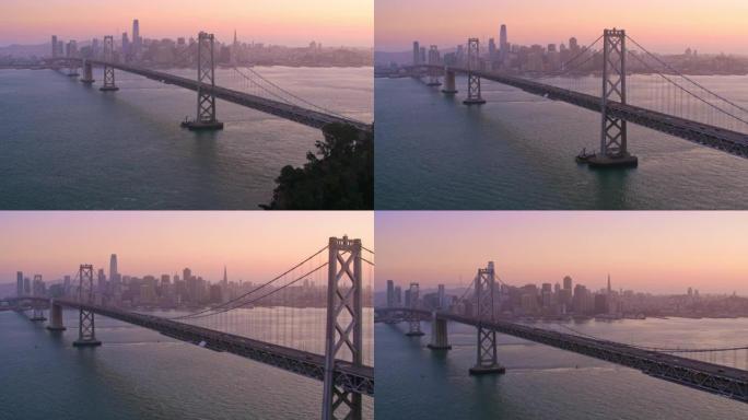 从旧金山-奥克兰海湾大桥俯瞰加利福尼亚州旧金山的鸟瞰图