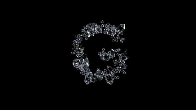 动画字母G-最好的钻石宝石字体，孤立循环视频