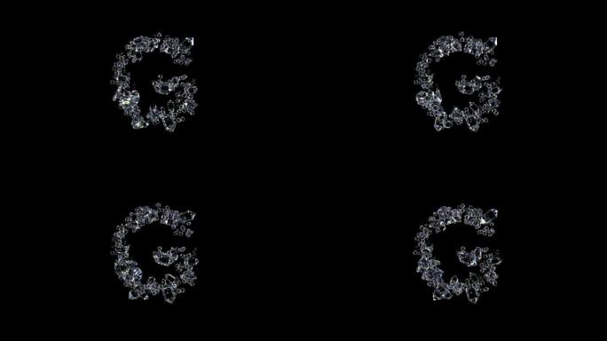 动画字母G-最好的钻石宝石字体，孤立循环视频