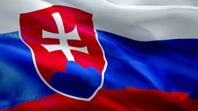 斯洛伐克国旗视频。国家3d斯洛伐克国旗慢动作视频。斯洛伐克旅游国旗吹得很近。斯洛伐克旗帜运动循环高清