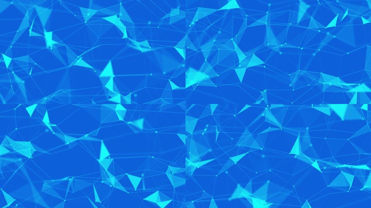 几何波蓝色背景点线面连接连线动态动画