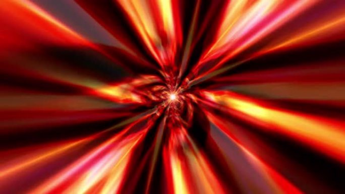 VJ迪斯科音乐的抽象幻想催眠发光火金色深红色光隧道抽象背景。4K 3D无缝循环迷幻万花筒