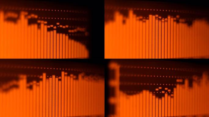 专业音乐会均衡器显示屏上有黄色频谱分析仪